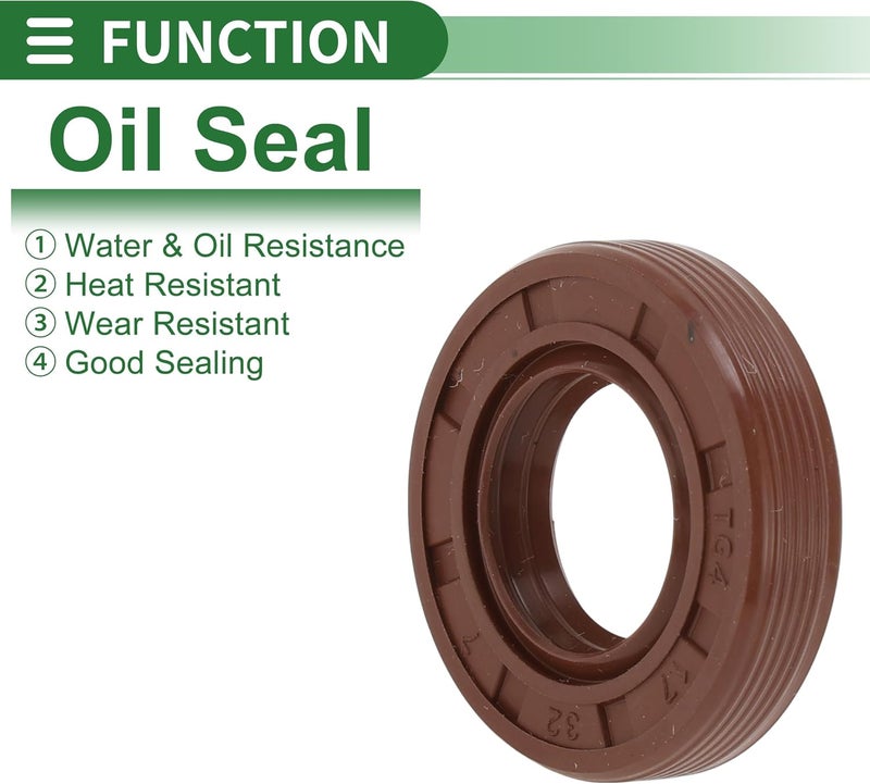 Partuto Universal Oil Seal TG4 Lip Seal Ring Rotary Shaft Seal 17x32x7mm High Pressure FKM Rubber Brown 5 Pcs - Image 3
